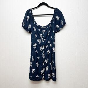 Abercrombie & Fitch Floral Babydoll Dress Womens Large Cottagecore Beach Coastal